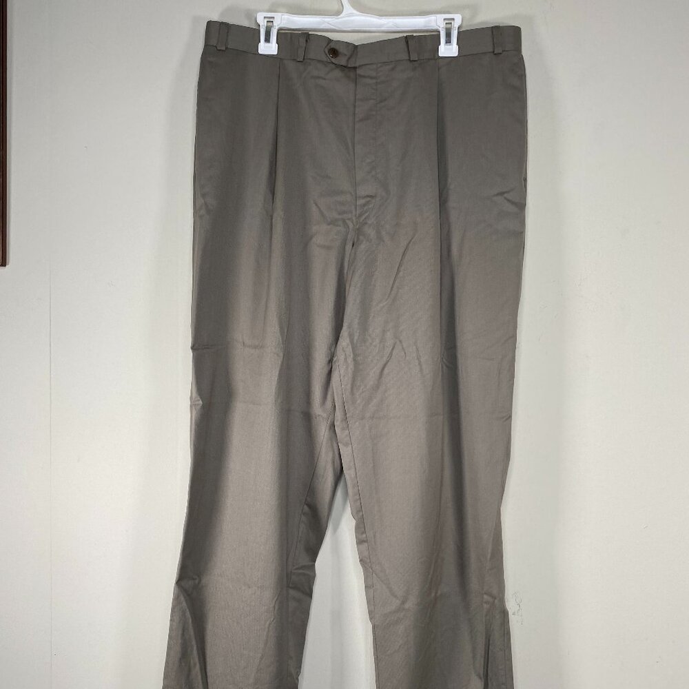 Brandini Super 100's Pleated 100% Wool Dress Pants Men 40 x 32 Brown-ish Gray